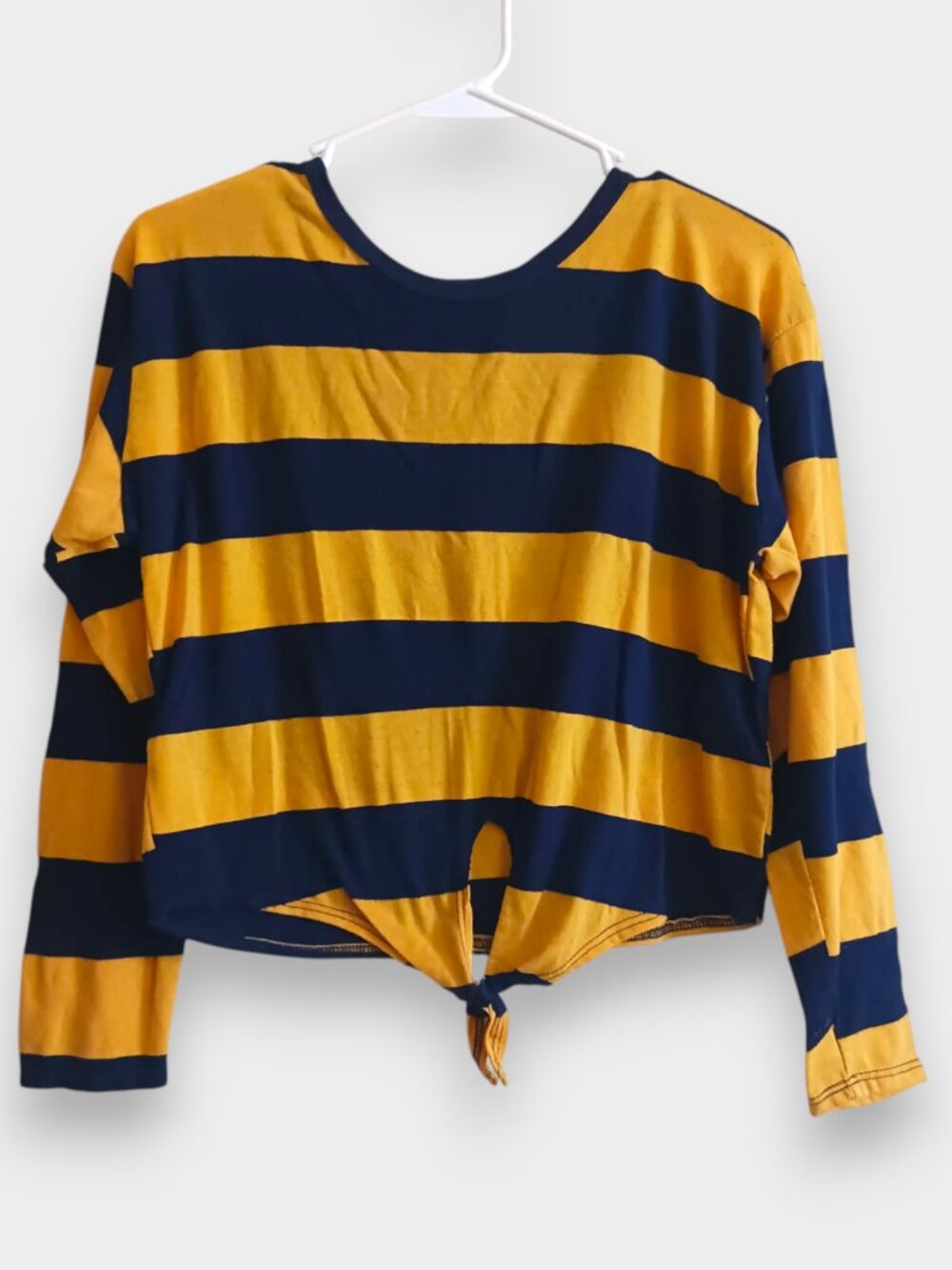 Blue & Yellow Tie Front Top